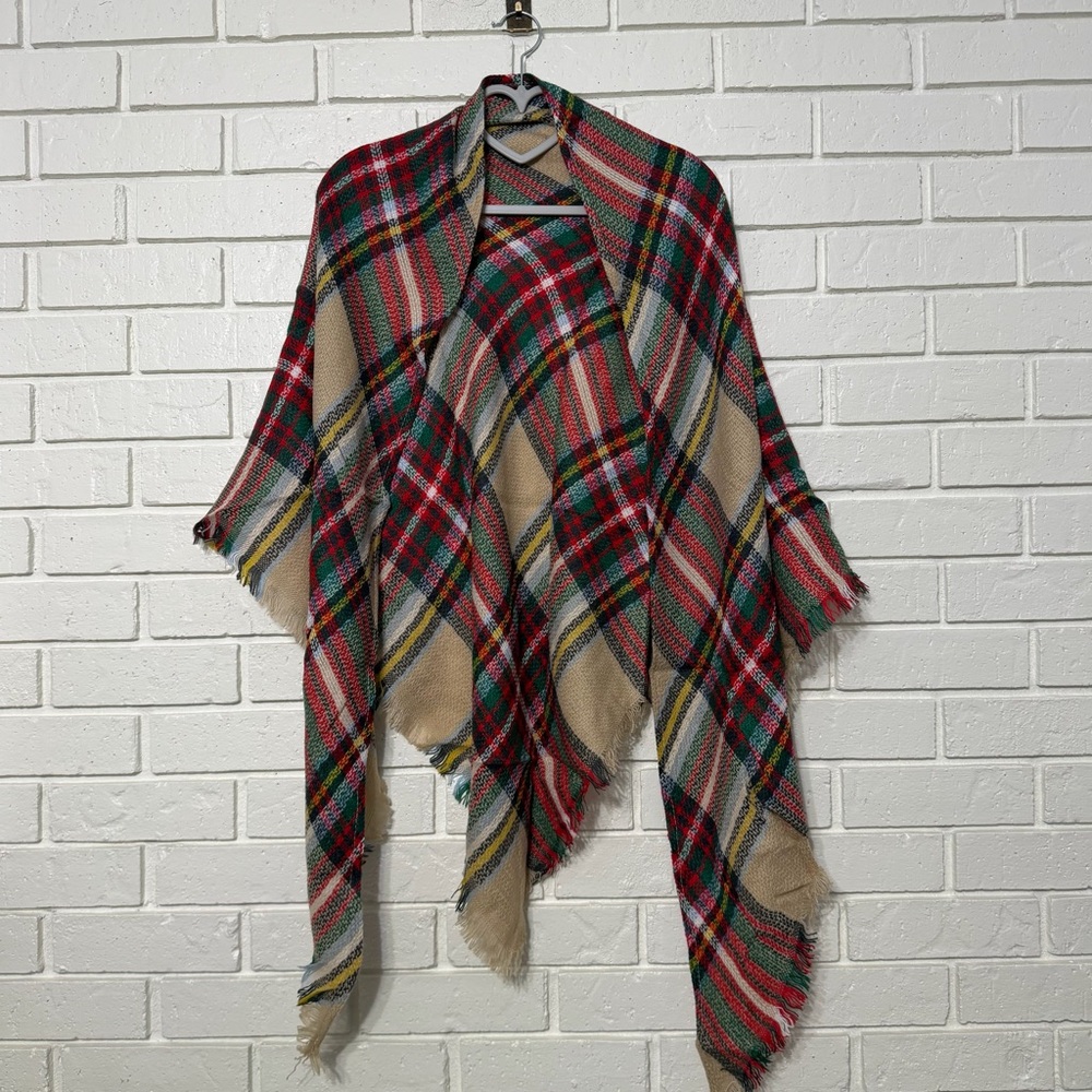 Wander Agio Plaid Oversized Blanket Scarf Holiday Wrap NWT
